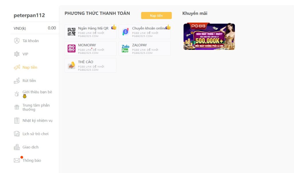 Nạp Tiền Bóng 88 Bằng MOMO